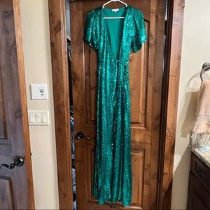 Emerald Sequin Wrap Dress